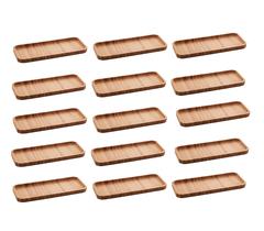 Kit 15 Bandejas Petisqueira De Bambu Retangular Grande 28cm Kit 15 Bandejas Petisqueira De Bambu Retangular Grande 28cm
