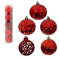 Kit 15 Bolas De Natal 6cm Vermelho Enfeite Pendente Árvore