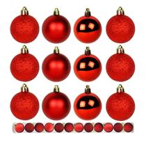 Kit 15 Bolas De Natal Mista 3cm Vermelha Decoração Árvore