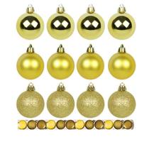 Kit 15 Bolas De Natal Mista 4cm Dourada Decoração Árvore