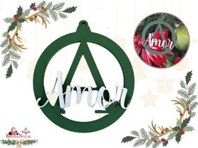 Kit 15 Bolas Plana A de Amor em MDF de 10 cm Decoração Natalina - Enfeite de Pendurar em Árvore.