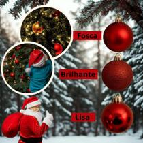 Kit 15 Bolinhas 4CM de Árvore de Natal Mista Fosca Brilho e Metálica Enfeite Árvore Bolinhas