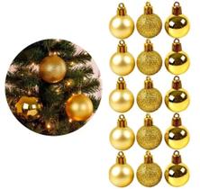 Kit 15 Bolinhas de Natal 3cm Dourada Kit 15 Bolinhas de Natal 3cm Dourada