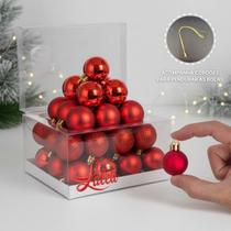 Kit 15 Bolinhas De Natal 3cm Fosca Glitter Lisa Enfeites Cor Vermelha Laleti