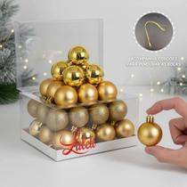 Kit 15 Bolinhas De Natal 4cm Fosca Glitter Lisa Enfeites Cor Dourada Laleti