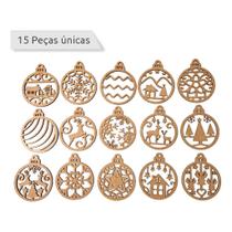 KIT 15 Bolinhas de natal Em MDF Para Árvore Natalina (BRIND513)