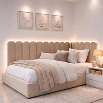 kit 15 cabeceira modulado mdf nuvem cama em l Beje