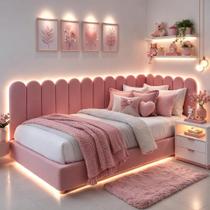 kit 15 cabeceira modulado mdf nuvem cama em l Rosa