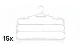 Kit 15 Cabide Branco para Calças 3 Divisórias Reforçado