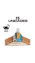 Kit 15 Cabides Madeira Premium para Roupas Marfim Atacado - Newconcept
