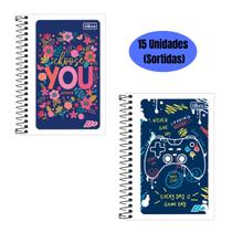 Kit 15 Caderneta Espiral Pequena Anotações 1/8 D+ 96 Folhas Capa Flexível Tilibra