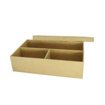Kit 15 Caixa Retangular com 3 Divisoria Tampa Sapato 25x16x6 Mdf Madeira