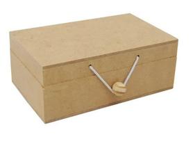 Kit 15 Caixa Retangular Tampa Dobradiça e Elástico 14,5x9x5,5 Mdf Madeira