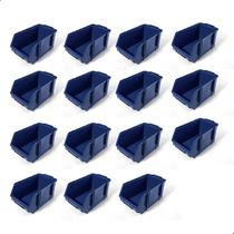 Kit 15 Caixas Bin n5 Gaveteiro Organizadora Estante Parafusos Ferrametas Azul