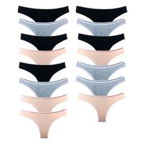 Kit 15 Calcinhas Tanga Algodão Cotton Básica Lisa Lingerie