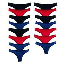 Kit 15 Calcinhas Tanga Algodão Cotton Básica Lisa Lingerie