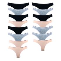 Kit 15 Calcinhas Tanga Algodão Cotton Básica Lisa Lingerie