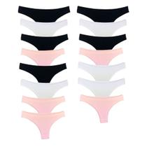 Kit 15 Calcinhas Tanga Algodão Cotton Básica Lisa Lingerie