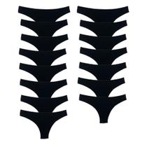 Kit 15 Calcinhas Tanga Algodão Cotton Básica Lisa Lingerie
