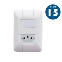 Kit 15 Cj 4X2 Interruptor Simples 6 250V Tomada 2Pt 20 250V