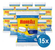 KIT 15 Cloro pastilha 5 em 1 HCLpenta 200gr Hidroall
