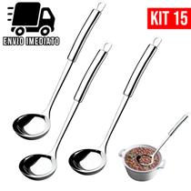 Kit 15 Concha de Feijão Aço Inoxidável Grande Luxo Utensílios para Cozinha Prime Multiuso Kit 15 Concha de Feijão Aço Inoxidável Grande Luxo Utensílios para Cozinha Prime Multiuso