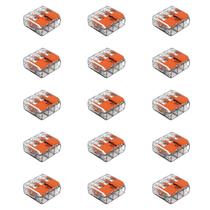 Kit 15 Conectores de Emenda Com Alavanca 221-413 3 Condutores 0,2mm² à 4,0mm² Wago