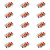 Kit 15 Conectores de Emenda Com Alavanca 221-415 5 Condutores 0,2mm² à 4,0mm² Wago