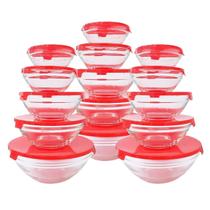 Kit 15 Conjunto De Potes Redondos - Vidro C/ Tampa Colorida