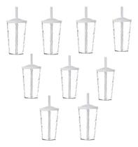 Kit 15 Copos Festa 400 Ml Tampa E Canudo Transparente