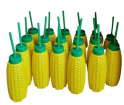 Kit 15 Copos Formato Milho Amarelo Festa Caipira Com Canudo