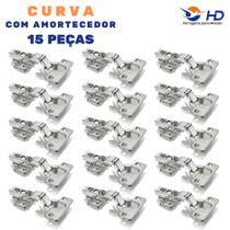 Kit 15 Dobradiças Curva com Amortecedor Armário 35mm HD
