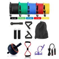 KIT 15 em 1 ITENS PARA MALHAÇAO exercício funcional FUNCIONAL EM CASA TREINO COMPLETO CORDA RODA ELASTICOS