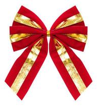 Kit 15 Enfeite Árvore Natal Laço Lacinho Vermelho Dourado 16cm - Gici Christmas