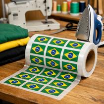 Kit 15 Etiquetas Termocolantes Bandeira Brasil Copa DTF 3x4cm Para Aplicação Uniforme Camiseta