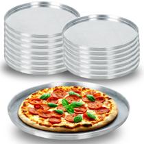 Kit 15 Forma de Pizza Pequena 16 cm com Bordas Reforçadas Alumínio Polido - Metalúrgica Continental