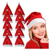 Kit 15 Gorro Touca Do Papai Noel Cetim Liso Natal Enfeite