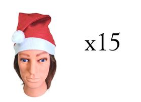 Kit 15 Gorros Papai Noel Em Feltro Com Pom Pom Fantasia