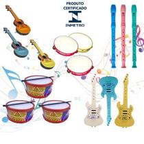 Kit 15 Instrumentos Musicais Infantil Violão Tambor Flauta Guitarra Pandeiro Dia das Crianças Natal Brinquedo Prenda Kit 15 Instrumentos Musicais Infantil Violão Tambor Flauta Guitarra Pandeiro Dia das Crianças Natal Brinquedo Prenda