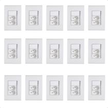 Kit 15 Interruptor Simples + Tomada Dupla Liz 10A Tramontina