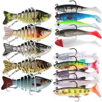 Kit 15 iscas Artificiais 6 sessões, soft shad realista top