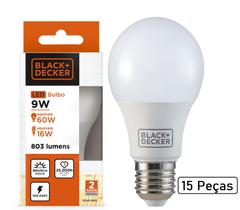 Kit 15 Lâmpadas LED Bulbo 9W Bivolt Branca Black+Decker