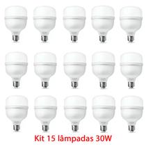 kit 15 Lâmpadas Super Bulbo Alta Potência LED 30W Branco Frio