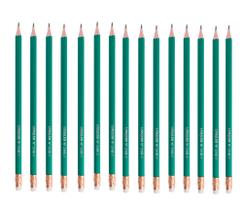 Kit 15 Lápis Hb Grafite Sextavado Borracha Escolar Leoeleo