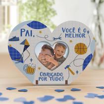 Kit 15 Lembranças Dia Dos Pais Mini Porta Retrato e Chaveiro Coração MDF