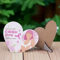 Kit 15 Lembrancinhas MDF Coração Outubro Rosa Campanha de Conscientização Kit 15 Lembrancinhas MDF Coração Outubro Rosa Campanha de Conscientização