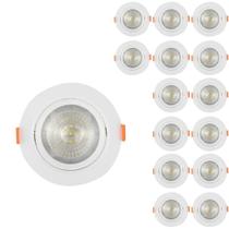 Kit 15 Luminária Spot Led Redondo 5w Luz Branco Frio Direcionável Embutir Bivolt 110/220 Forro Pvc Gesso Sala Quarto Cozinha Corredor Comercio