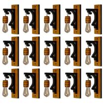 Kit 15 Luminárias de Parede Arandela Colonial Barril em Madeira Maciça Retrô Vintage Rústica Ideal para Sítios Pergolados Chácaras Chalé
