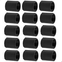 Kit 15 Luva Emenda Eletroduto Pvc Preto Com Rosca 3/4 Polegadas