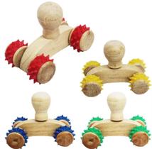 Kit 15 Massageadores de Madeira com Rodinhas de Silicone